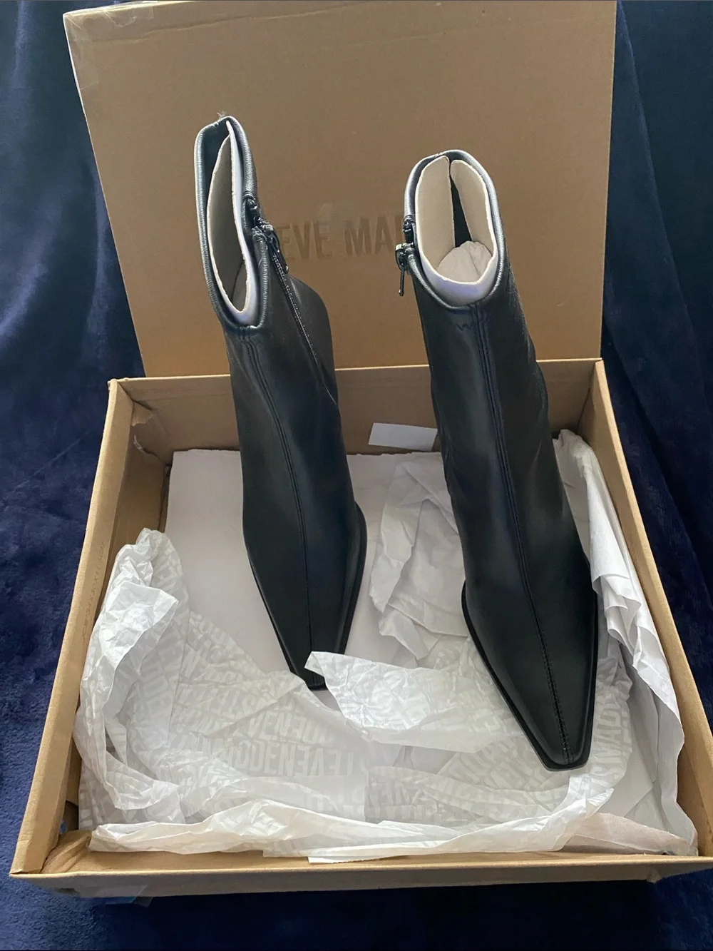 Steve Madden Black Pointed Toe Stiletto Ankle Boots